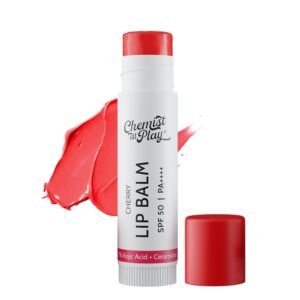 Chemist at Play Cherry Lip Balm SPF 50 PA++++ 4.5g – Hydrates chapped lips, reduces pigmentation, and protects from sun damage.