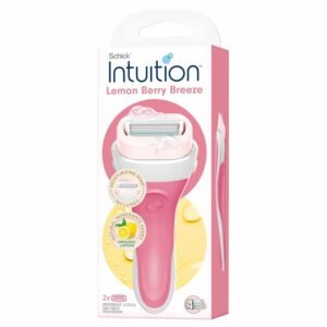 Schick Intuition Lemon Berry Breeze Women’s Razor Kit – All-in-one razor with built-in shaving bar for smooth, moisturized skin without shaving gel.