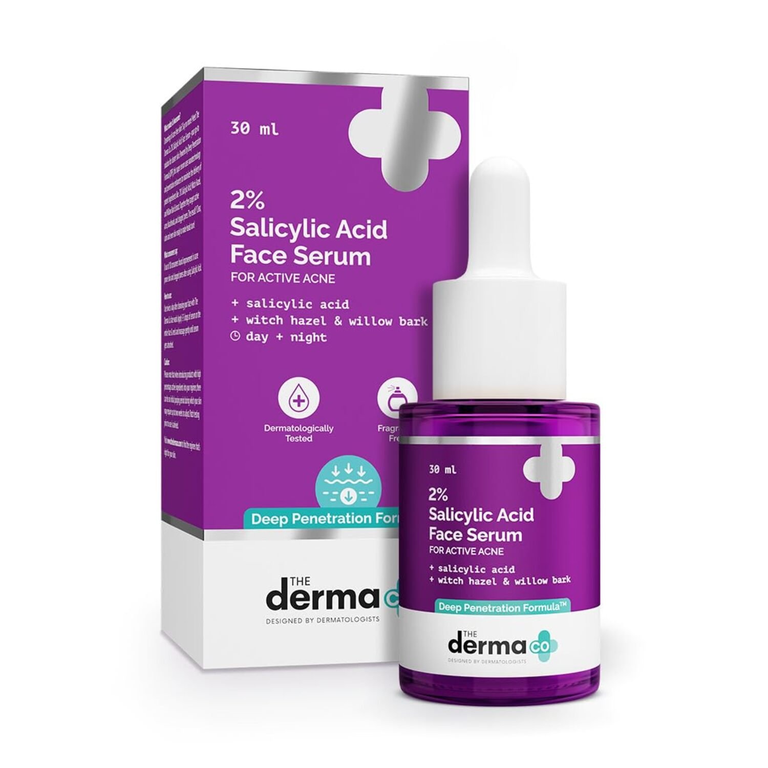 The Derma Co 2% Salicylic Acid Serum – Acne Control & Pore Clearing – 30ml The Derma Co 2% Salicylic Acid Serum 30ml – Acne treatment serum that reduces pimples, clears blackheads, unclogs pores, and controls excess oil.