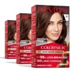 Revlon ColorSilk 37 Dark Golden Brown Hair Color – Ammonia-free dye with bond repair for rich brown shade and full gray coverage.