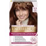 L’Oreal Paris Excellence Hair Color 5.5 Light Mahogany Brown – Permanent hair dye with soft mahogany tones for radiant color, full grey coverage, and silky smooth hair.