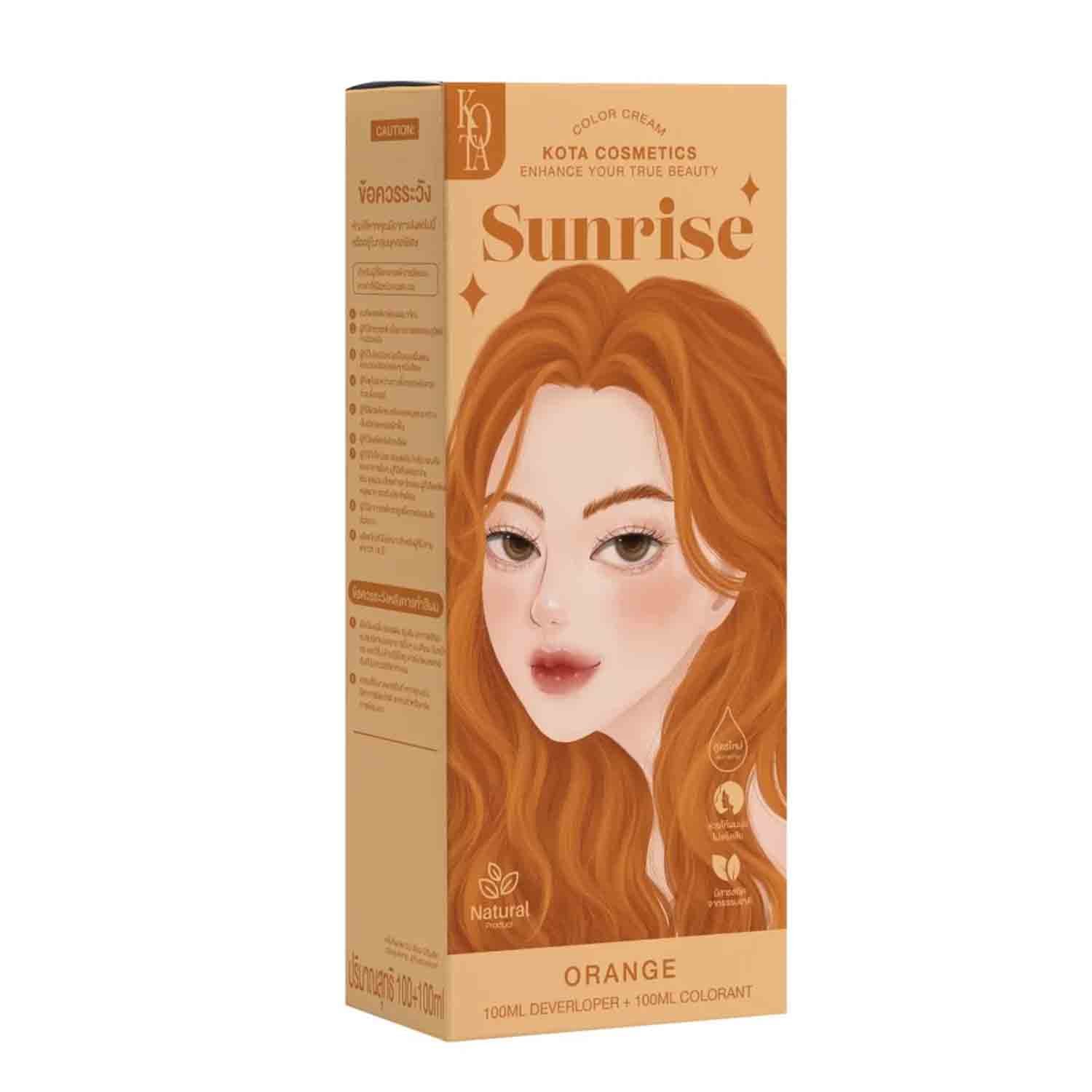 Kota Cosmetics Permanent Hair Color Cream Sunrise Kota Cosmetics Permanent Hair Color Cream Sunrise – Vibrant hair color cream that delivers radiant warm tones with long-lasting color and shine while covering grey hair effectively.