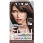 L'Oréal Paris Feria Permanent Hair Color 45 Deep Bronzed Brown – Warm bronzed brown hair dye with multi-tonal shimmer for rich, radiant, and long-lasting color.