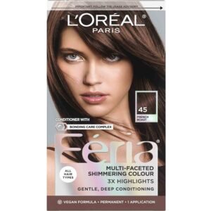 L'Oréal Paris Feria Permanent Hair Color 45 Deep Bronzed Brown – Warm bronzed brown hair dye with multi-tonal shimmer for rich, radiant, and long-lasting color.