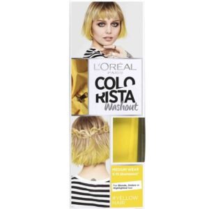 L'Oréal Paris Colorista Washout Yellow Neon Semi-Permanent Hair Color 80ml – Bright neon yellow temporary hair color for bold, vibrant, and washable color results.