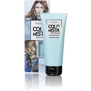 L'Oréal Colorista Washout Aqua Blue Semi-Permanent Hair Color 80ml – Vibrant aqua blue temporary hair dye for bold, creative, and washable color transformation.