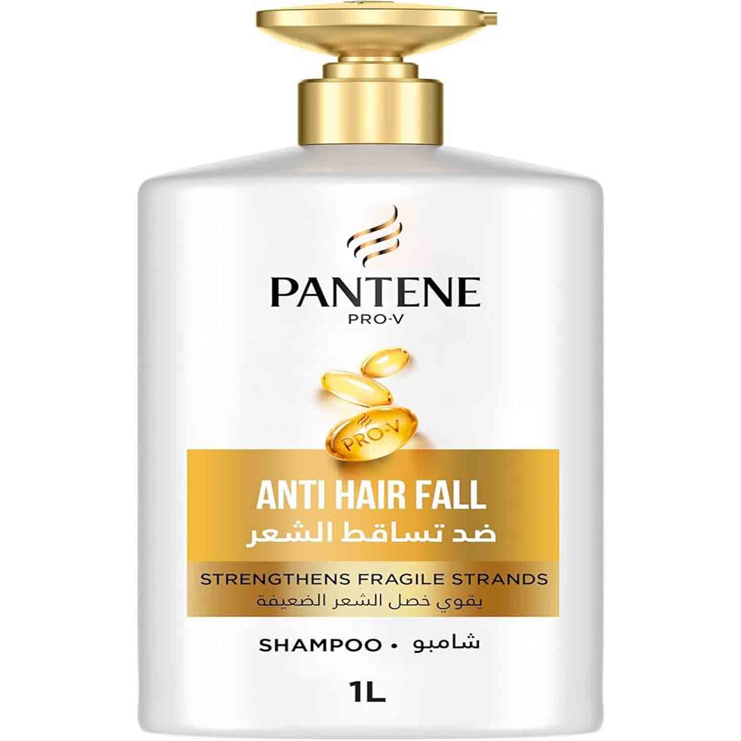 Pantene Pro-V Anti Hair Fall Shampoo – Strengthens Fragile Strands – 1L Pantene Pro-V Anti Hair Fall Shampoo 1L – Strengthening shampoo that reduces hair fall, nourishes fragile strands, and leaves hair smooth and healthy.