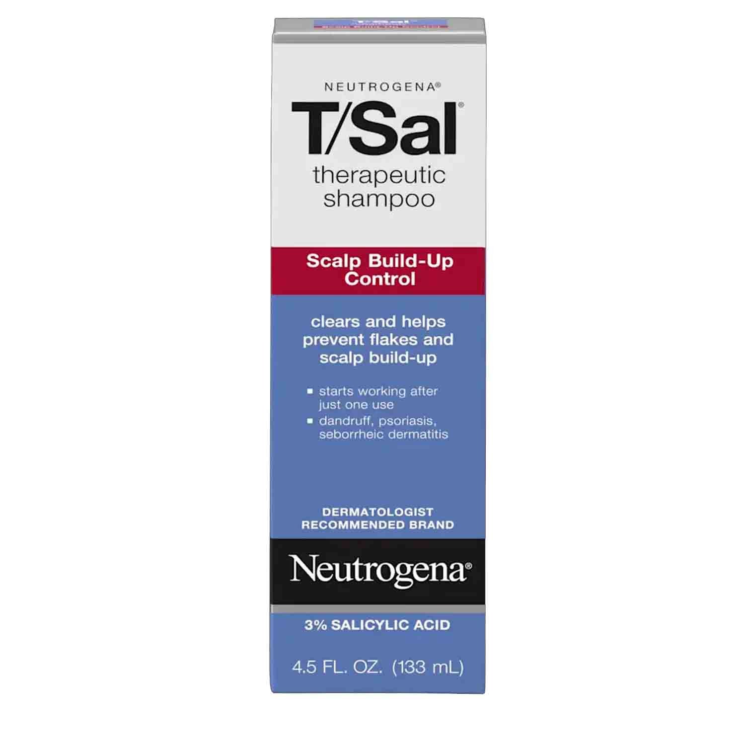Neutrogena T/Sal Scalp Build-Up Control Shampoo – 133ml Neutrogena T/Sal Scalp Build-Up Control Shampoo 133ml – Medicated shampoo with salicylic acid to remove scalp buildup, relieve dandruff, and soothe itching.