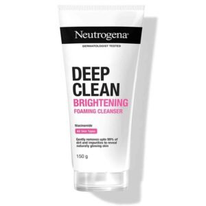 Neutrogena Deep Clean Brightening Foaming Face Wash 150ml – Gentle foaming cleanser that brightens skin, removes impurities, and leaves a fresh glow.