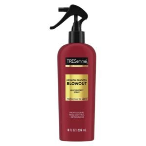 TRESemmé Keratin Smooth Blowout Heat Protect Spray 236ml – Lightweight heat protection spray that shields hair from heat damage while smoothing frizz and adding shine.