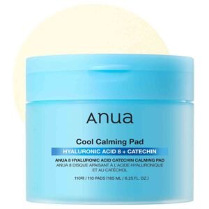 Anua 8 Hyaluronic Acid Catechin Calming Pad 185ml (110ea) – Hydrating toner pads for soothing, pore care & cooling effect.
