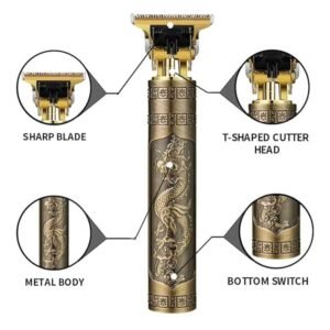 Vintage T9 Professional Hair Trimmer – Precision cordless trimmer with metal body for sharp beard, hair, and detailing.