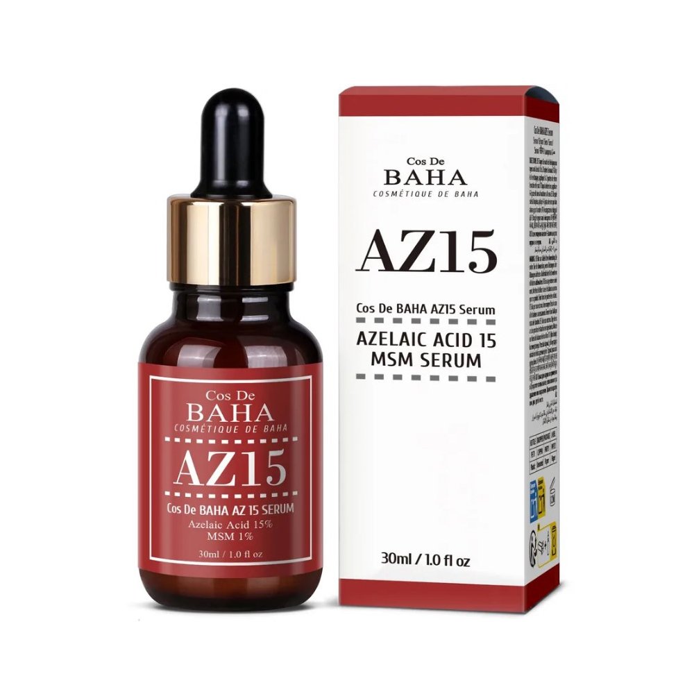Cos De BAHA AZ15 Azelaic Acid 15% MSM Serum β 30ml Cos De BAHA AZ15 Azelaic Acid 15% MSM Serum 30ml β Powerful serum with azelaic acid to reduce acne, redness, and dark spots while improving skin texture.