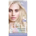 L’Oreal Paris Feria Anti Brass Ice Blonde Hair Toner – ammonia-free demi permanent toner for removing brassiness and achieving cool blonde tone.