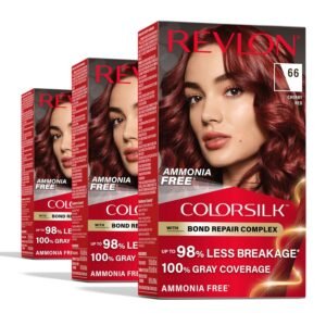 Revlon ColorSilk 66 Cherry Red – ammonia-free permanent hair color with bond repair and 100% grey coverage for vibrant red hair.