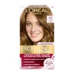 L'Oreal Paris Excellence Creme Hair Color 6G Light Golden Brown – permanent hair dye with hyaluronic acid for grey coverage and shiny, nourished hair.