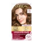L'Oreal Paris Excellence Creme Hair Color 5G Medium Golden Brown – long-lasting permanent hair dye with triple care formula for grey coverage and shiny hair.