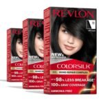 Revlon ColorSilk 11 Soft Black – ammonia-free permanent hair color with bond repair and 100% grey coverage for natural black hair.