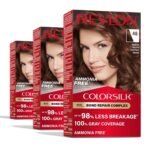 Revlon ColorSilk 46 Medium Golden Chestnut Brown – ammonia-free permanent hair color with bond repair and 100% grey coverage.