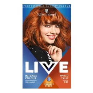 Schwarzkopf Live Mango Twist 030 Hair Color – vibrant orange copper permanent hair dye for bold, long-lasting color.