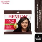 Revlon Color n Care Nourishing Permanent Hair Color Sachet 20g Darkest Brown – rich brown hair dye with grey coverage and nourishing formula.