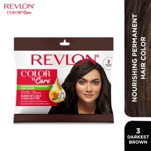 Revlon Color n Care Nourishing Permanent Hair Color Sachet 20g Darkest Brown – rich brown hair dye with grey coverage and nourishing formula.
