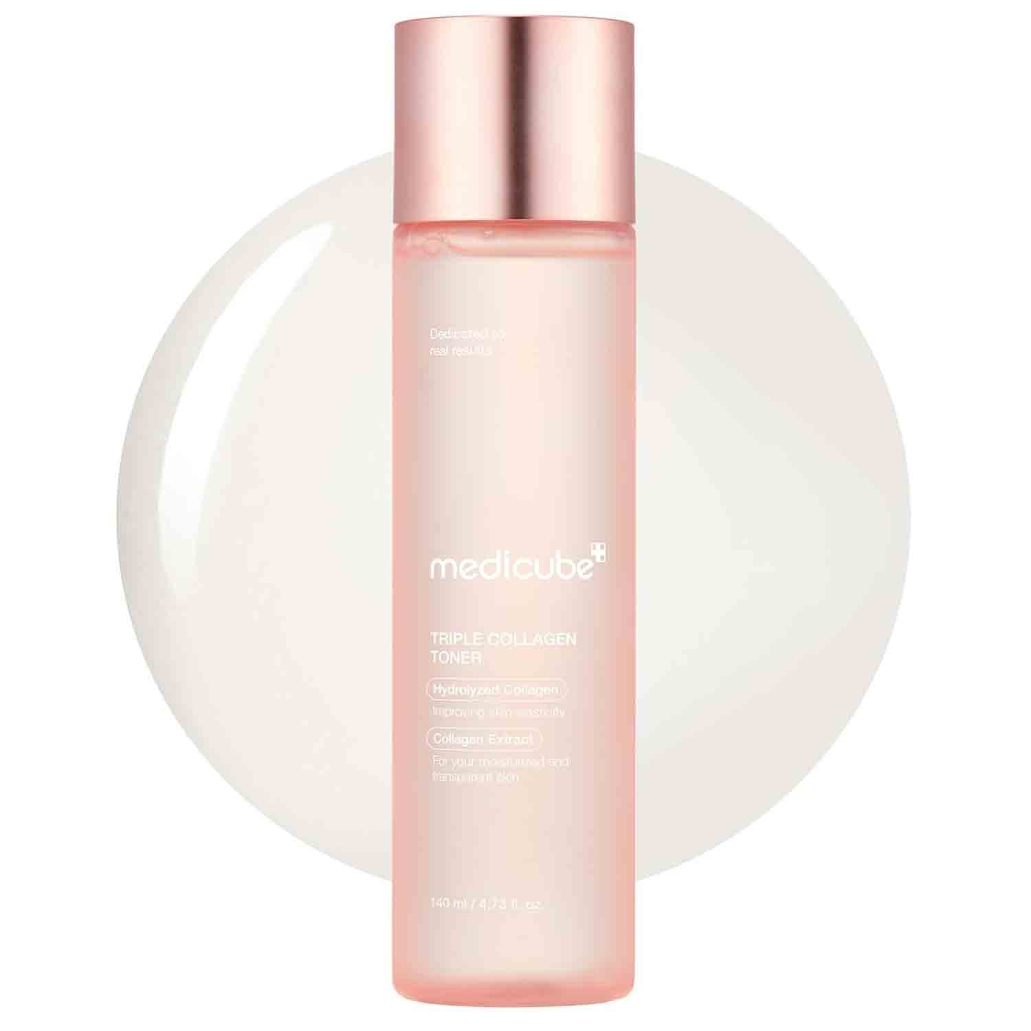 medicube Triple Collagen Toner β Deep Hydration & Plump Skin (140ml) Medicube Triple Collagen Toner 140ml β hydrating toner with hydrolyzed, atelo & soluble collagen for plump and supple skin.