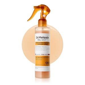 Dr. Melaxin Peel Shot Kojic Acid Turmeric Spray 200ml – exfoliating body spray with kojic acid and turmeric for brightening, smoothing, and removing dead skin.