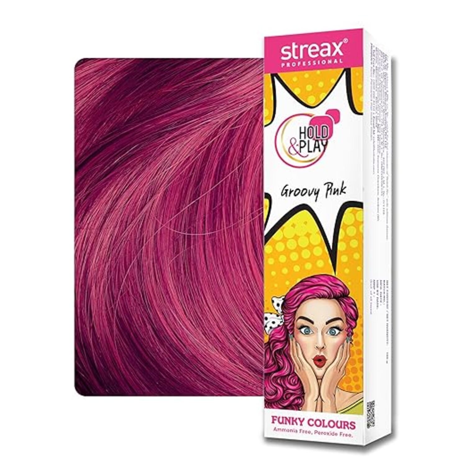 Streax Professional Hold & Play Funky Hair Color – Groovy Pink 100gm Streax Professional Hold & Play Funky Hair Color Groovy Pink 100gm – temporary pink hair color wax with styling hold, shine, and easy wash-out formula.