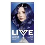 Schwarzkopf LIVE Urban Metallics Blue Mercury U67 – vibrant metallic blue permanent hair dye with coconut oil for shiny, long-lasting color.