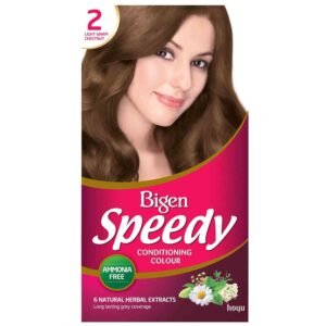 Bigen Speedy Conditioning Colour 2 Light Warm – quick hair color with conditioning formula for natural-looking, soft, and shiny warm-toned hair.