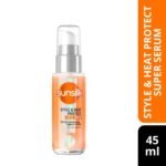 Sunsilk Style & Heat Protect Super Serum 45ml – lightweight hair serum with heat protection, frizz control, and smooth styling finish.