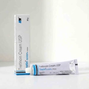 Tretinoin Tretin 0.025% Cream USP 30g – acne treatment cream with retinoid for pimples, fine lines, wrinkles, and skin renewal.