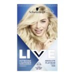 Schwarzkopf LIVE Intense Lightener Absolute Platinum 00A – powerful bleach hair dye that lifts up to 8 levels with brightening oil booster for platinum blonde results.
