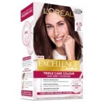 L’Oréal Paris Excellence Hair Color 4.15 Dark Frosted Brown – cool-toned dark brown hair dye with subtle icy highlights and full grey coverage.