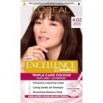 L’Oréal Paris Excellence Crème 4.02 Tempting Brunette – rich brunette permanent hair color with full grey coverage and nourishing care formula.