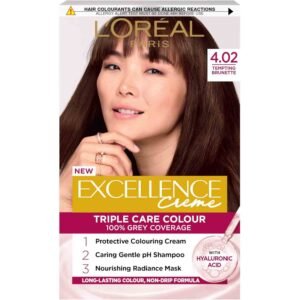 L’Oréal Paris Excellence Crème 4.02 Tempting Brunette – rich brunette permanent hair color with full grey coverage and nourishing care formula.