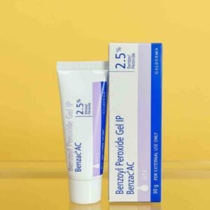Benzac AC 2.5% Gel 30g – benzoyl peroxide acne treatment for pimples, oily skin, and breakout control.