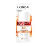 L’Oreal Paris Revitalift Clinical Anti-UV Fluid SPF50+ Vitamin C 50ml – lightweight brightening sunscreen with high UV protection.