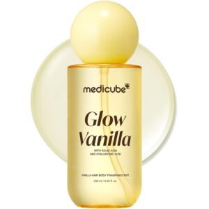 Medicube Glow Vanilla Hair & Body Fragrance Mist 250ml Bangladesh – creamy vanilla musk hair and body perfume mist with Niacinamide, Kojic Acid and 7 Hyaluronic Acids